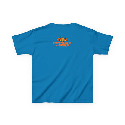 Trendy Halloween Vibes – Kids ‘Too Gourd to Be True’ Shirt for Fall Outings & Costumes