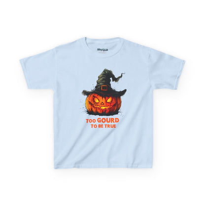 Halloween Kids T-Shirt, Too Gourd to Be True Tee, Funny Pumpkin Shirt, Kids Halloween Costume, Fall Family Outing Outfit, Trick or Treat Tee